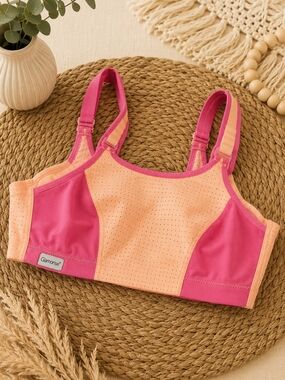 NWT Glamorise High Impact Sports Bra 40B Pink/Peach Wireless Front Close